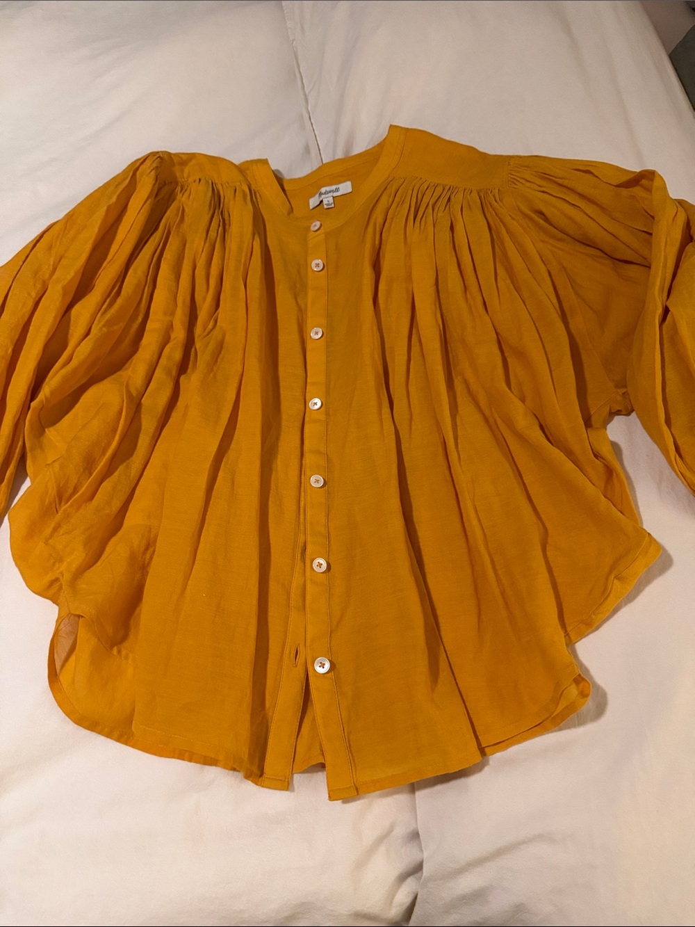 Lightweight Mustard Button-Front Women's Top